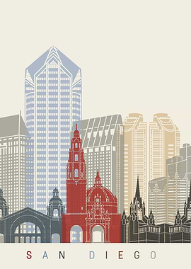 San Diego skyline poster