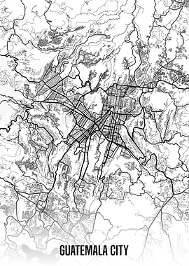 Guatemala City white map