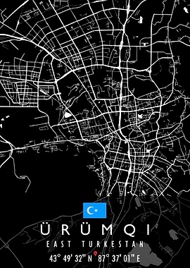 URUMQI MAP EAST TURKESTAN