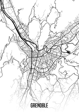 Grenoble white map