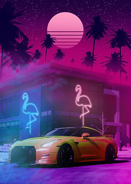 Neon Flamingo Gtr R34