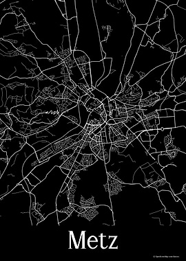 Metz France Black Map