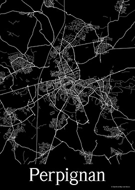 Perpignan France Black Map
