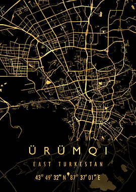 URUMQI MAP EAST TURKESTAN