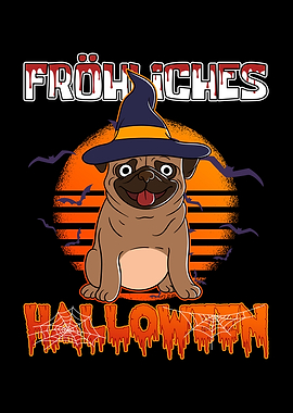 Halloween pug dog witch