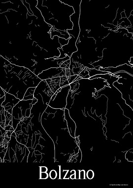 Bolzano Italy Black Map