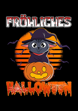 Halloween Witch Cat Pumkin
