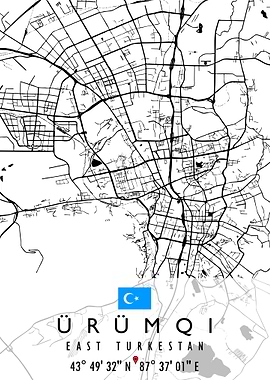 URUMQI MAP EAST TURKESTAN