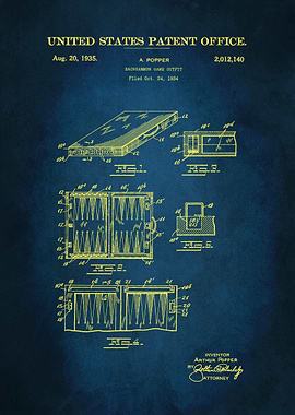 18 Backgammon Set Patent