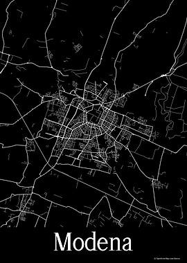 Modena Italy Black Map