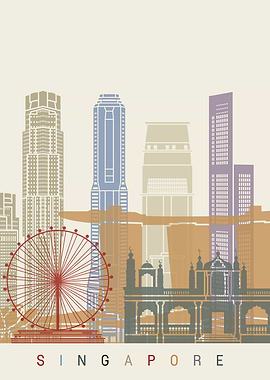 Singapore skyline poster