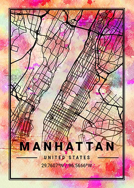 Manhattan Map New York USA