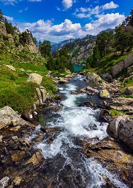 River landscape mountains