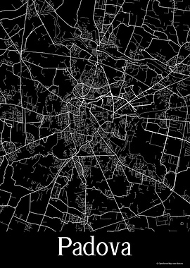Padova Italy Black Map