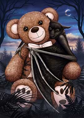 Cute Bat with Teddy Bear