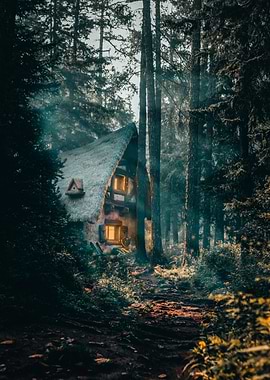 Dreamy forest cabin