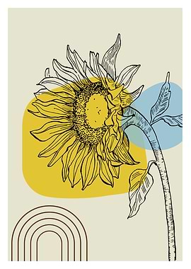 Abstract Stroke Sunflower