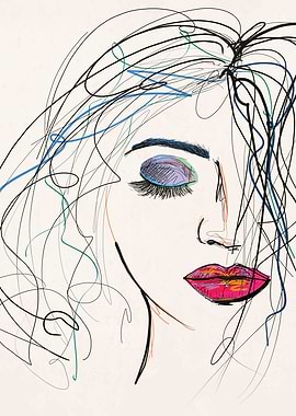 Cute Girl Sketch Wall Art