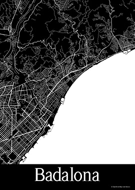Badalona Spain Black Map
