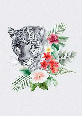 Leopard with Flowers paint