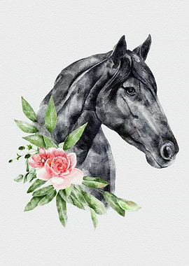 Horse Animal with Flower