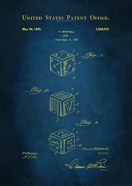 33 Dice Patent Print 1925