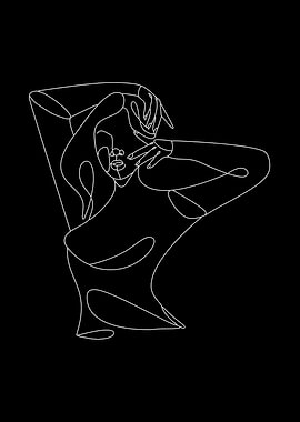 Model Lady Line Art Simple