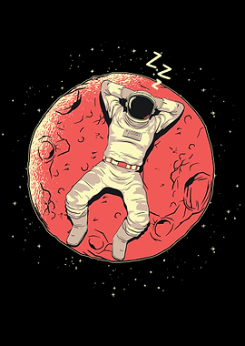 Astronaut sleeping on moon