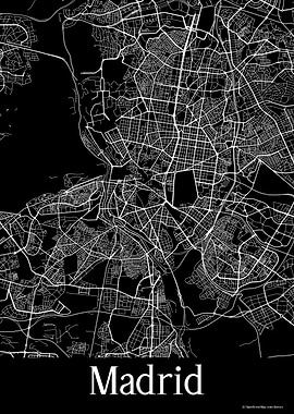 Madrid Spain Black Map