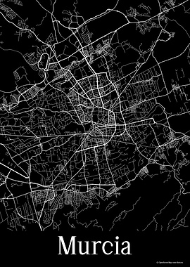 Murcia Spain Black Map
