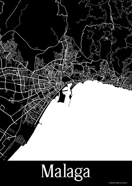 Malaga Spain Black Map