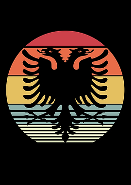 Albanian Eagle Retro Flag
