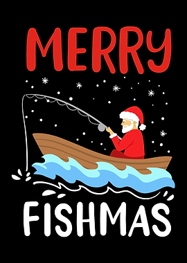Santa Fishing Christmas
