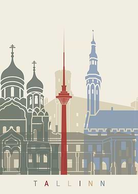 Tallinn skyline poster