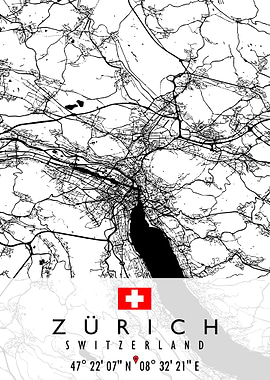 ZURICH MAP SWITZERLAND