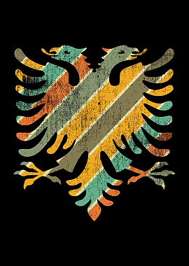 Albanian Eagle Retro Flag