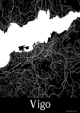 Vigo Spain Black Map