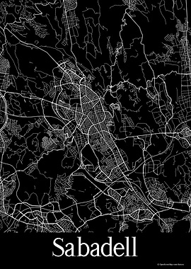 Sabadell Spain Black Map