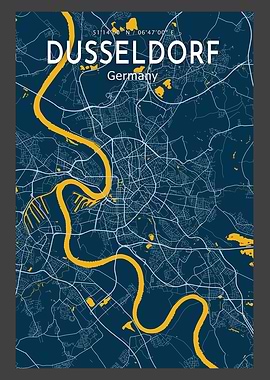 Dusseldorf Blue Map
