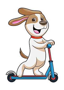 Dog Driving Scooter