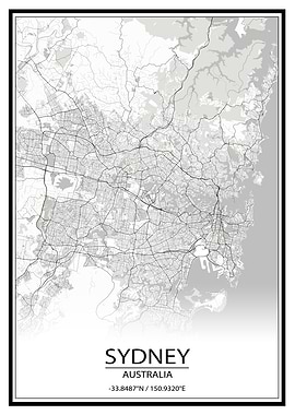 Sydney Map White