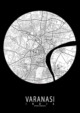 Varanasi City Map Moon