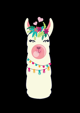 Alpaca blows chewing gum