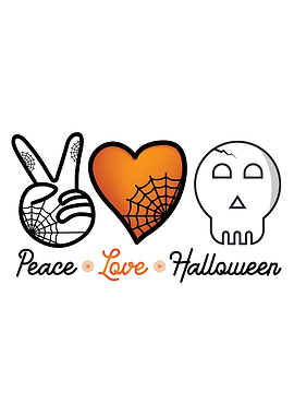 Peace Love Halloween Skull