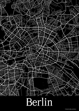 Berlin Germany Black Map