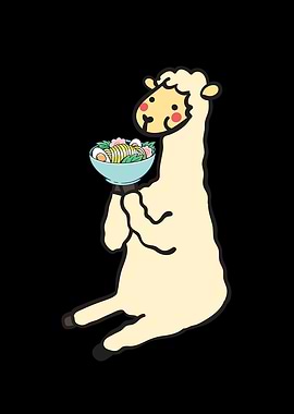 Alpaca eats a ramen soup