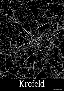 Krefeld Germany Black Map
