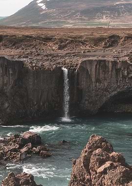 Iceland Lake Waterfall
