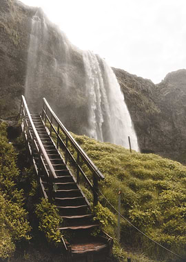 Iceland Waterfall Stairs