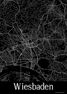 Wiesbaden Black Map